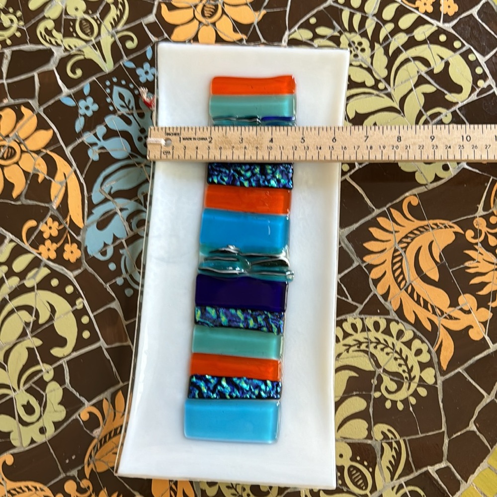 HANDMADE ART GLASS SERVING PLATTER - Picture 2 of 5